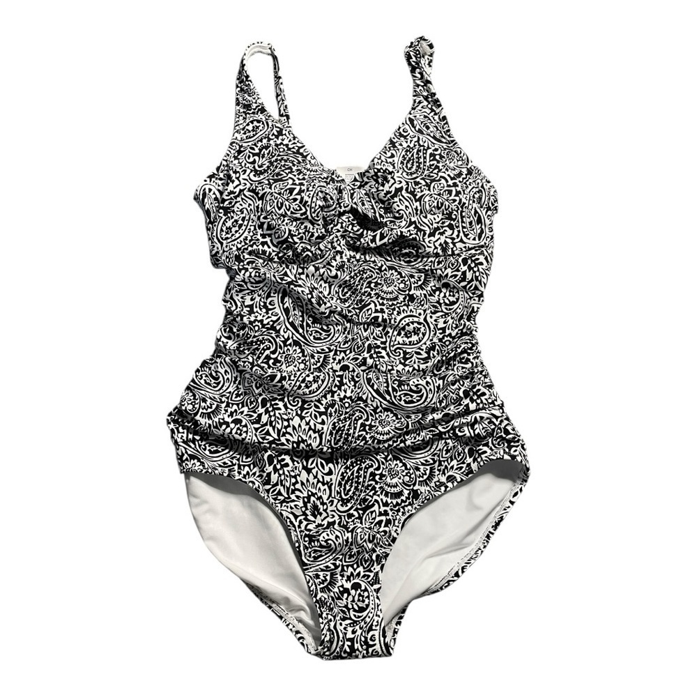 Lands' End Black and White One Piece Swimsuit Women Size Small